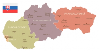  Magnetická mapa Slovenska, vintage, barevná