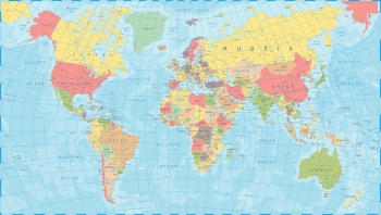  Magnetická mapa Světa, politická, barevná