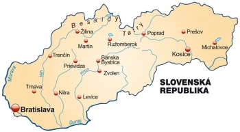  Magnetická mapa Slovenska, politická, s popisky