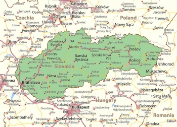  Magnetická mapa Slovenska, silnice, barevná