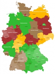  Magnetická mapa Německa, administrativní, barevná