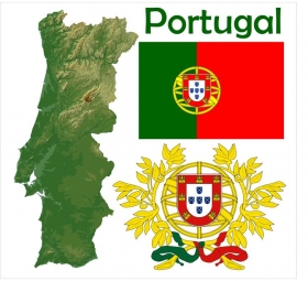  Magnetická mapa Portugalska, geografická, reliéfní