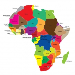  Magnetická mapa Afriky, ilustrovaná, barevná