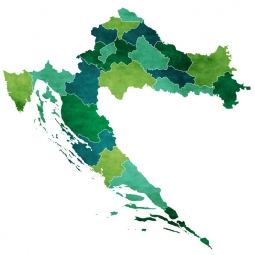  Magnetická mapa Chorvatska, ilustrovaná, zelená