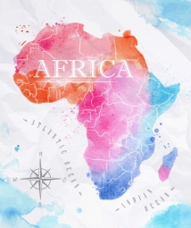  Magnetická mapa Afriky, watercolor, barevná