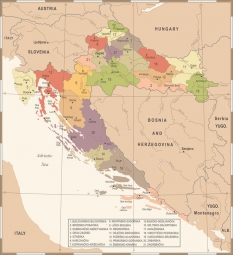  Magnetická mapa Chorvatska, vintage, barevná