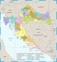  Magnetická mapa Chorvatska, ilustrovaná, barevná