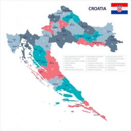  Magnetická mapa Chorvatska, ilustrovaná, barevná