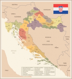  Magnetická mapa Chorvatska, vintage, barevná