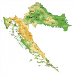  Magnetická mapa Chorvatska, geografická, barevná
