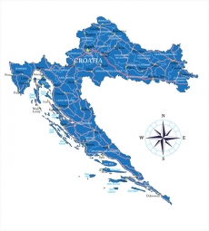  Magnetická mapa Chorvatska, ilustrovaná, modrá