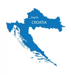  Magnetická mapa Chorvatska, ilustrovaná, modrá