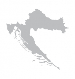  Magnetická mapa Chorvatska, ilustrovaná, šedá