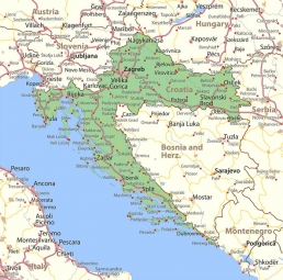  Magnetická mapa Chorvatska, detailní, barevná