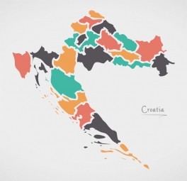  Magnetická mapa Chorvatska, ilustrovaná, barevná