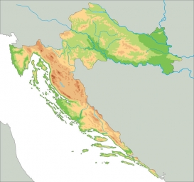  Magnetická mapa Chorvatska, geografická, barevná