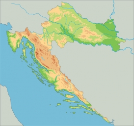  Magnetická mapa Chorvatska, geografická, barevná
