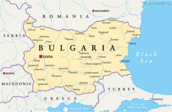  Magnetická mapa Bulharska, politická, barevná