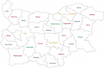 Magnetická mapa Bulharska, administrativní, bílá