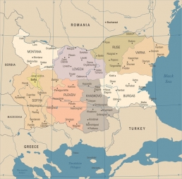  Magnetická mapa Bulharska, detailní, barevná