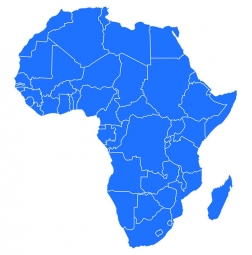  Magnetická mapa Afriky, ilustrovaná, modrá