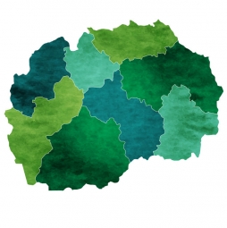  Magnetická mapa Makedonie, ilustrovaná, zelená