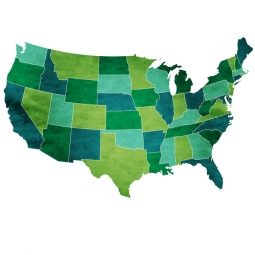 Magnetická mapa Spojených států Amerických, ilustrovaná, zelená