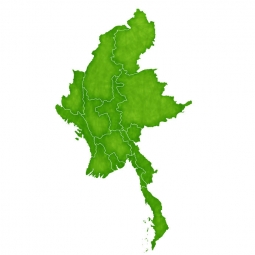  Magnetická mapa Myanmaru, ilustrovaná, zelená