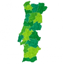  Magnetická mapa Portugalska, ilustrovaná, zeleno-žlutá
