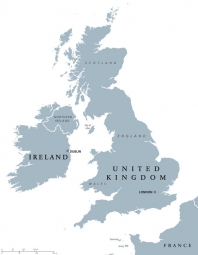  Magnetická mapa Velké Británie, ilustrovaná, šedá