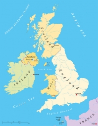  Magnetická mapa Velké Británie, ilustrovaná, barevná