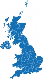 Magnetická mapa Velké Británie, ilustrovaná, modrá