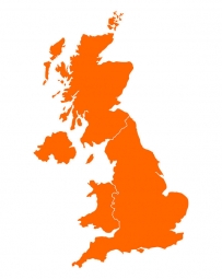  Magnetická mapa Velké Británie, ilustrovaná, oranžová