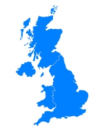  Magnetická mapa Velké Británie, ilustrovaná, modrá