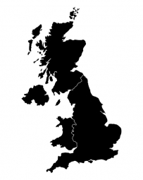  Magnetická mapa Velké Británie, ilustrovaná, černá