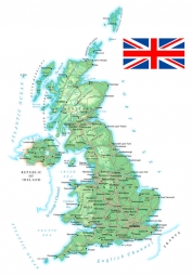  Magnetická mapa Velké Británie, detailní, barevná