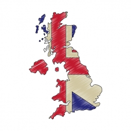  Magnetická mapa Velké Británie, ilustrovaná, barevná