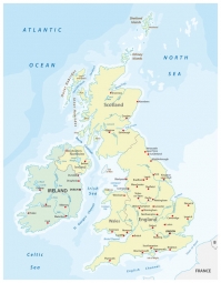  Magnetická mapa Velké Británie, politická, barevná