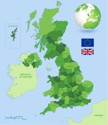  Magnetická mapa Velké Británie, administrativní, zelená