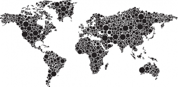  Magnetická mapa Světa, ilustrovaná, černá