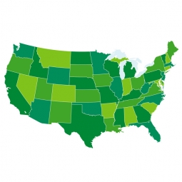  Magnetická mapa Spojených států Amerických, ilustrovaná, zelená