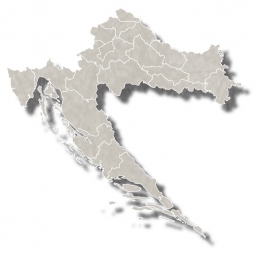  Magnetická mapa Chorvatska, ilustrovaná, šedá