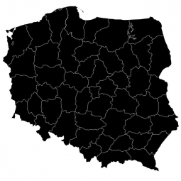  Magnetická mapa Polska, ilustrovaná, černá
