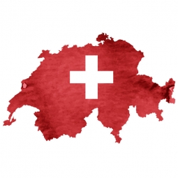  Magnetická mapa Švýcarska, ilustrovaná, červená