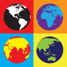  Magnetická mapa Světa, ilustrovaná, barevná