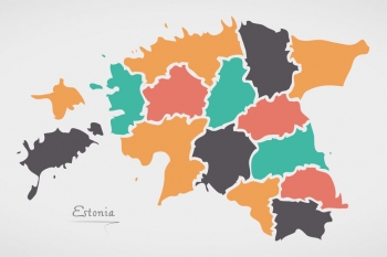  Magnetická mapa Estonska, ilustrovaná, barevná