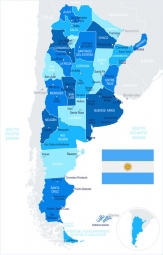  Magnetická mapa Argentiny, ilustrovaná, modrá