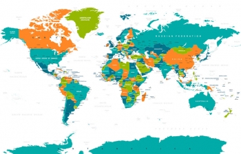  Magnetická mapa Světa, ilustrovaná, barevná
