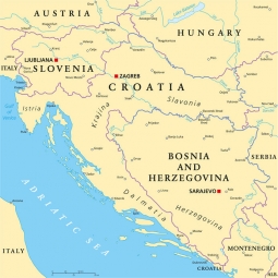  Magnetická mapa Chorvatska, politická, béžová