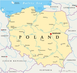  Magnetická mapa Polska, politická, béžová